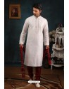 Off White Art Banarasi Silk Kurta Pajama