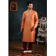 Desirable Peach Art Banarasi Silk Kurta Pajama