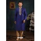 Dark Blue Art Banarasi Silk Kurta Pajama