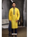 Yellow Art Banarasi Silk Kurta Pajama