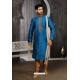 Teal Blue Art Banarasi Silk Kurta Pajama