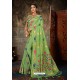 Green Linen Cotton Banarasi Silk Designer Saree