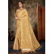 Golden Linen Cotton Banarasi Silk Designer Saree
