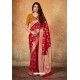 Genius Red Banarasi Silk Weaving Worked Saree