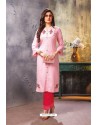 Baby Pink Viscose Cotton Readymade Kurtis With Palazzo