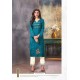 Teal Blue Viscose Cotton Readymade Kurtis With Palazzo