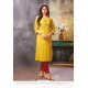 Yellow Viscose Cotton Readymade Kurtis With Palazzo