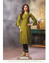 Mehendi Viscose Cotton Readymade Kurtis With Palazzo