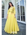 Yellow Soft Silk With Crepe Malai Long Kurti