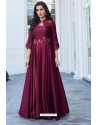 Deep Wine Soft Silk With Crepe Malai Long Kurti