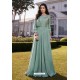 Grayish Green Soft Silk With Crepe Malai Long Kurti