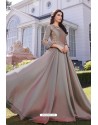 Grey Soft Silk With Crepe Malai Long Kurti