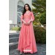 Peach Soft Silk With Crepe Malai Long Kurti