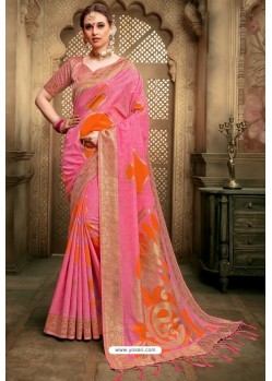 Hot Pink Cotton Silk Casual Saree