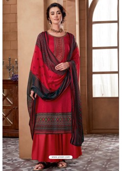 Red Pure Zam Cotton Digital Printed Suit