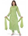 Green Chanderi Resham Worked Straight Suit
