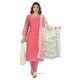 Hot Pink Chanderi Resham Worked Churidar Suit