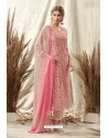 Dusty Pink Afta Silk Designer Straight Suit