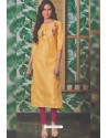Yellow Chanderi Silk Readymade Kurti