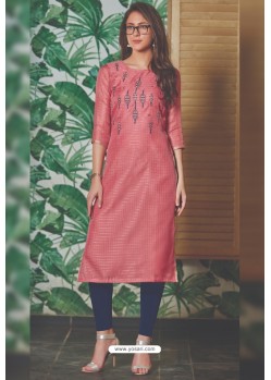 Hot Pink Chanderi Silk Readymade Kurti