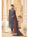 Dull Grey Heavy Faux Georgette Straight Suit