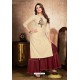 Cream Mal Cotton Embroidered Kurti And Palazzo