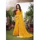 Amazing Yellow Satin Georgette Party Wear Designer Saree