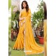 Yellow Satin Georgette Party Wear Designer Saree
