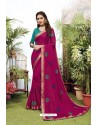 Rani Satin Georgette Party Wear Designer Saree