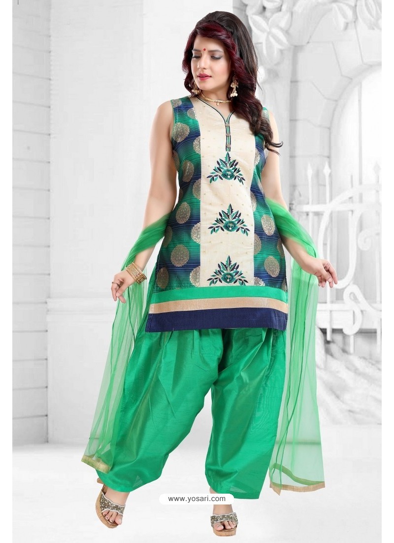 Jade Green Banglori Silk Patiala Salwar Suit