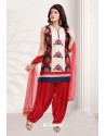 Red Banglori Silk Patiala Salwar Suit