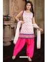 Rani And Off White Brocade Silk Patiala Salwar Suit