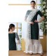 Dark Green And White Soft Cotton Embroidered Sharara Suit
