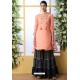 Peach Soft Cotton Sequence Embroidered Sharara Suit