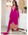 Savory Georgette Hot Pink Resham Work Churidar Salwar Suit
