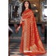 Red Handloom Silk Party Wear Designer Saree