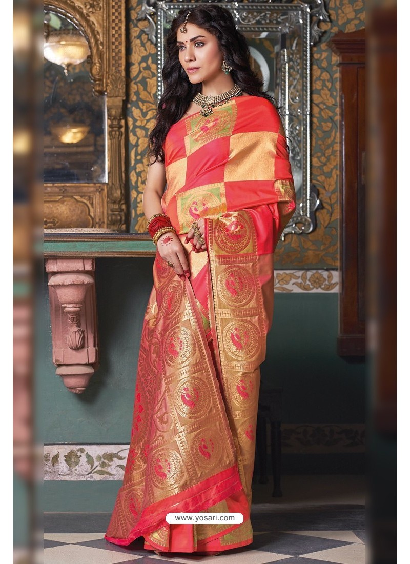 Multi Colour Handloom Silk Party Wear Designer Saree