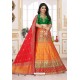 Orange And Green Silk Jacquard Designer Lehenga Choli