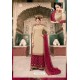 Light Beige And Maroon Soft Georgette Embroidered Palazzo Suit