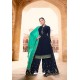 Navy Blue Soft Georgette Embroidered Palazzo Suit