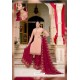 Baby Pink And Maroon Soft Georgette Embroidered Palazzo Suit