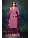 Hot Pink And Wine Georgette Designer Palazzo Suit