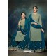 Teal Blue And Green Georgette Designer Palazzo Suit