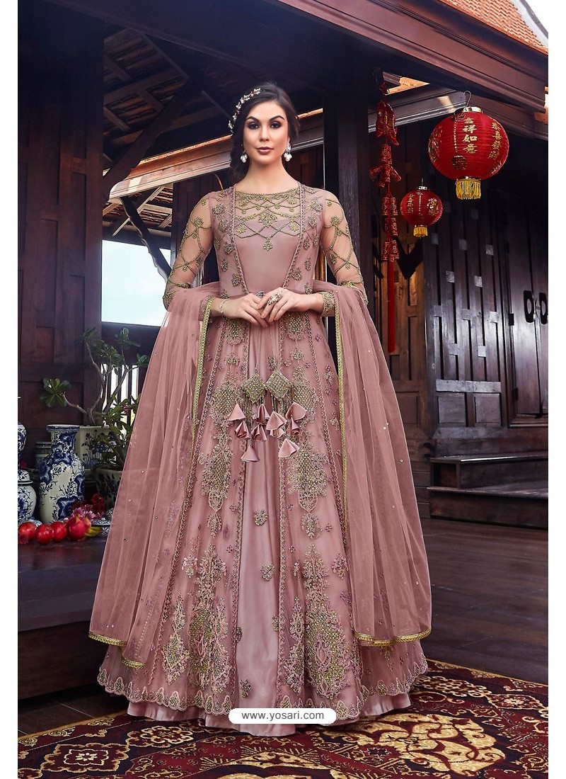 Pink Premium Net Designer Anarkali Suit