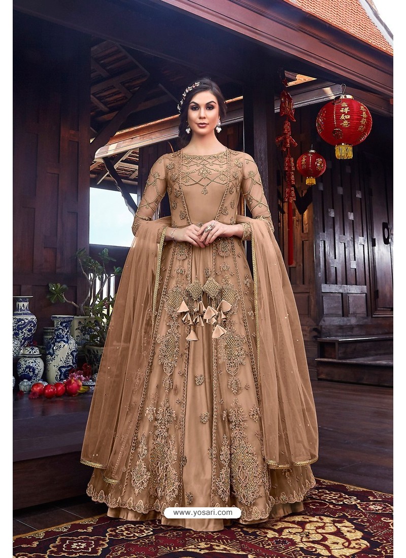 Camel Premium Net Designer Anarkali Suit