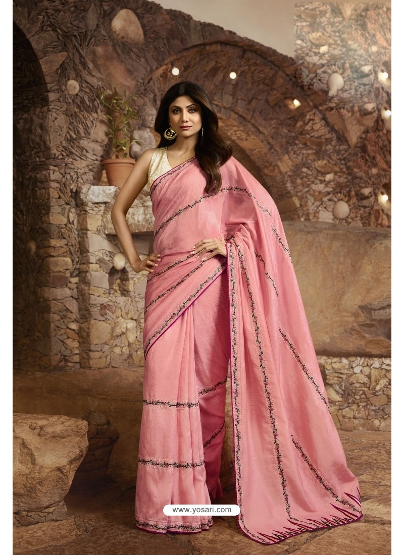Pink Barfi Silk Designer Saree