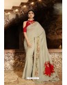 Taupe Barfi Silk Designer Saree