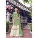 Green And Off White Satin Silk Designer Suit