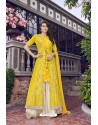 Yellow Tussar Silk Designer Suit