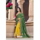 Dark Green And Yellow Silk Heavy Embroidered Wedding Saree